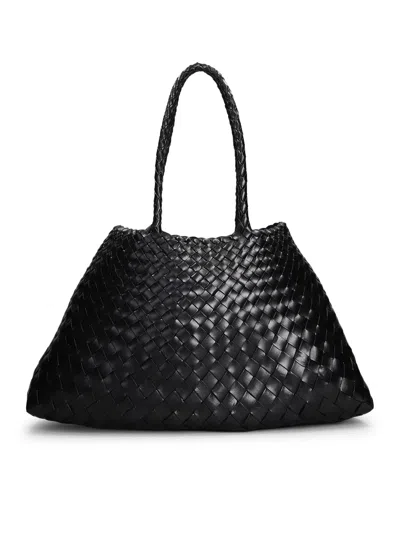 Dragon Diffusion Santa Croce Black Crossbody Bag With Two Top Handles And Interwoven Design In Leather Woman In Black