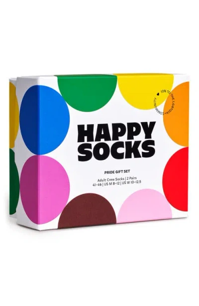 Happy Socks Pride 2-pack Crew Socks Gift Box In Multi