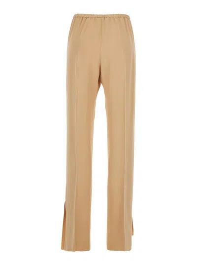 Forte Forte Beige Pants With Elastic Waist In Viscose Blend Woman In Brown
