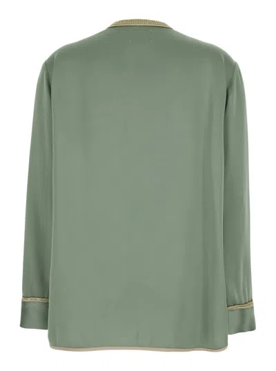 Forte Forte Green Jacket With Toggle Closure On The Front And Contrasting Trim In Viscose Blend Woman In Green
