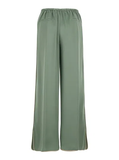 Forte Forte Green Pants With Rear Elastic Waist And Wide Leg In Viscose Blend Woman In Green