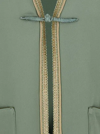 Forte Forte Green Jacket With Toggle Closure On The Front And Contrasting Trim In Viscose Blend Woman In Green