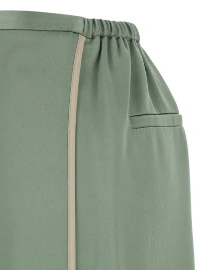 Forte Forte Green Pants With Rear Elastic Waist And Wide Leg In Viscose Blend Woman In Green