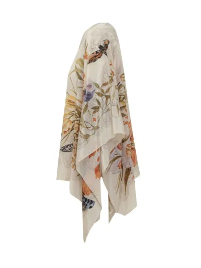 Etro Floral Pattern Poncho In White