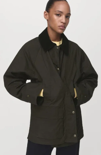 Mango Cotton Barn Jacket In Green