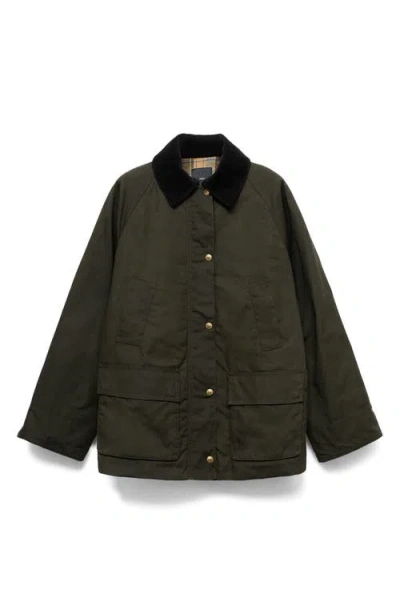 Mango Cotton Barn Jacket In Green