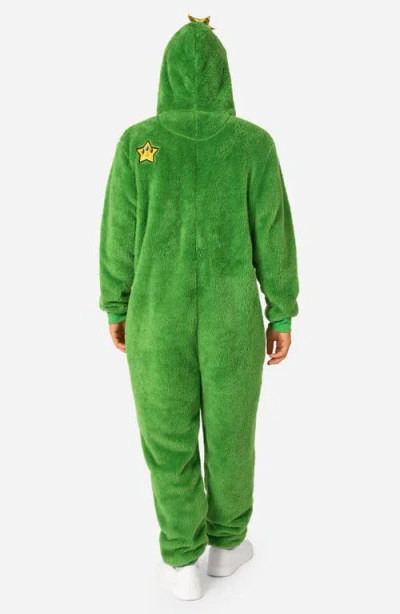 Opposuits Merry Jinglejoy Hooded Fleece Jumpsuit In Green