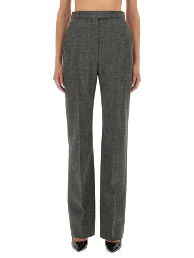 Alexander Mcqueen Straight-leg Tailored Pants With Subtle Check Pattern In Gray