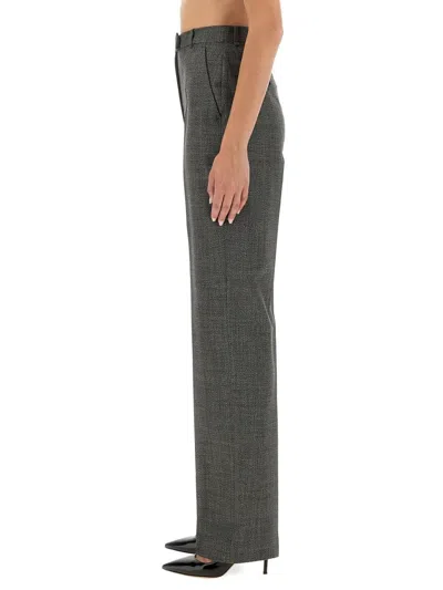 Alexander Mcqueen Straight-leg Tailored Pants With Subtle Check Pattern In Gray