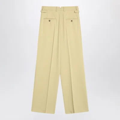 Ami Alexandre Mattiussi Ami Paris  Wide Lime-coloured Wool Trousers In Neutral