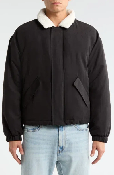 Pacsun Pilot Puffer Jacket With Faux Shearling Collar In Black