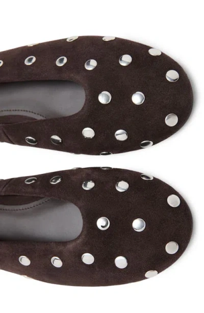 Mango Savoir Studded Mesh Flat In Brown