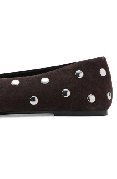 Mango Savoir Studded Mesh Flat In Brown