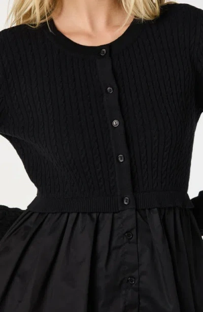 Astr The Label Mixed Media Peplum Top In Black