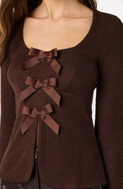 Astr The Label Split Front Bow Top In Brown