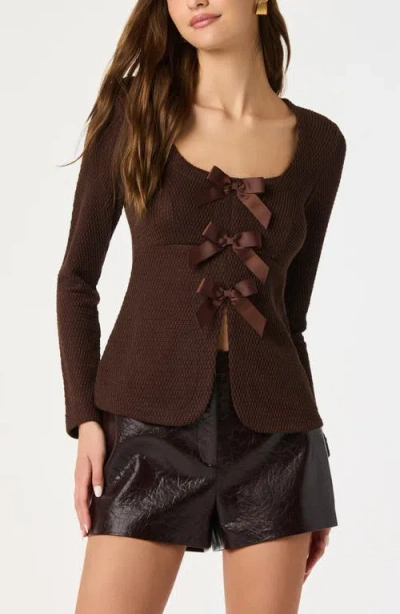 Astr The Label Split Front Bow Top In Brown