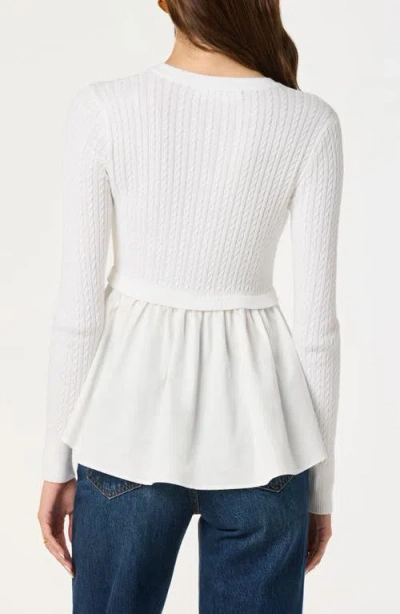 Astr The Label Mixed Media Peplum Top In White