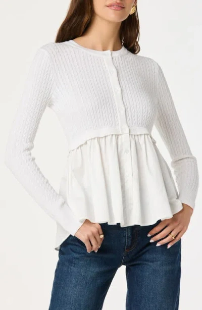 Astr The Label Mixed Media Peplum Top In White