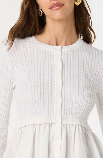 Astr The Label Mixed Media Peplum Top In White