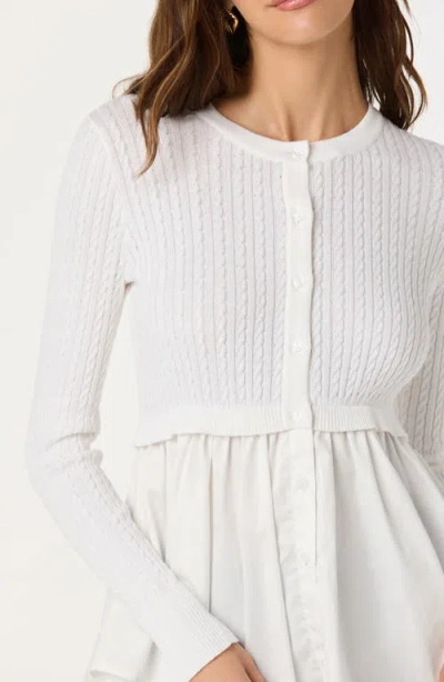 Astr The Label Mixed Media Peplum Top In White