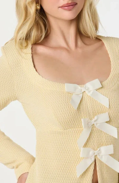 Astr The Label Split Front Bow Top In Yellow