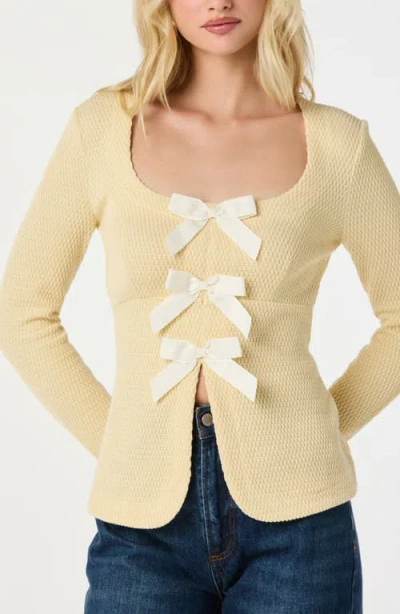 Astr The Label Split Front Bow Top In Yellow