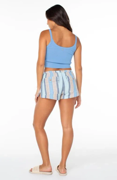 Roxy Iyla Stripe Drawstring Shorts In Blue