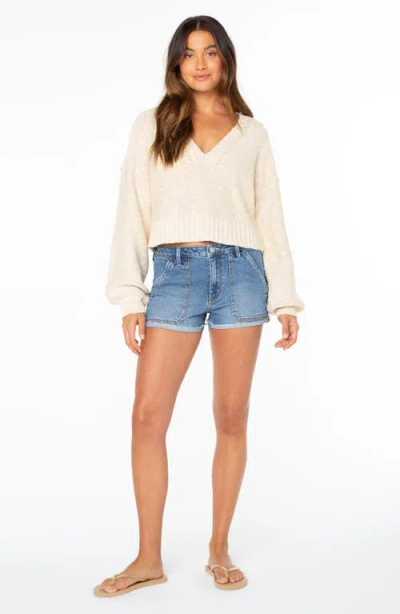 Roxy Study Hall V-neck Sweater In Neutral