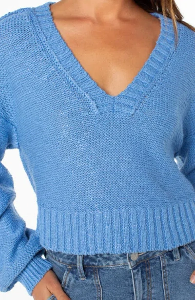 Roxy Study Hall V-neck Sweater In Blue