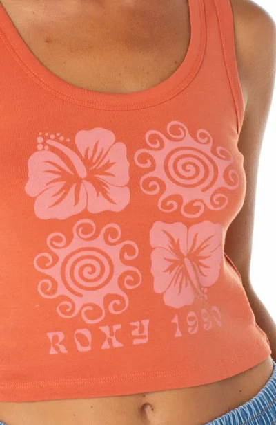 Roxy Hibiscus Swirl Graphic Tank In Orange