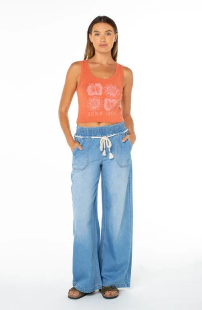 Roxy Hibiscus Swirl Graphic Tank In Orange