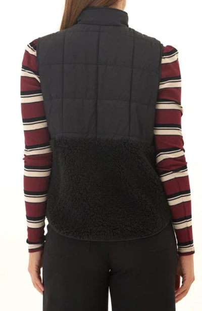 Threads 4 Thought Janey Faux Shearling Mixed Media Puffer Vest In Black