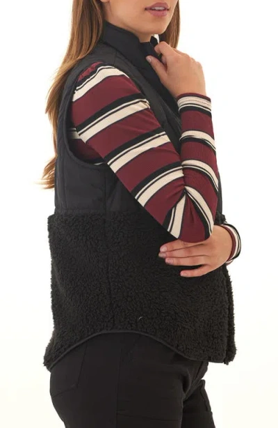 Threads 4 Thought Janey Faux Shearling Mixed Media Puffer Vest In Black