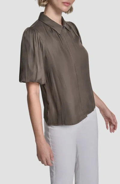Dkny Park Satin Shirt In Gold