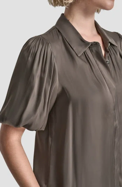 Dkny Park Satin Shirt In Gold