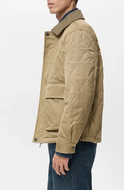 Mango Quilted Water-repellent Jacket In Brown