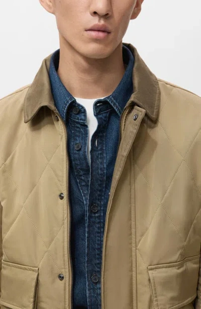 Mango Quilted Water-repellent Jacket In Brown