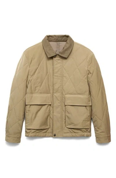 Mango Quilted Water-repellent Jacket In Brown