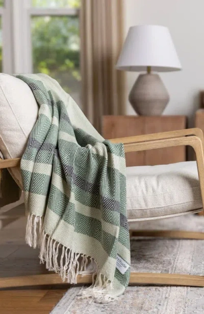 Ettitude Luxe Bamboo Stripe Throw Blanket In Green