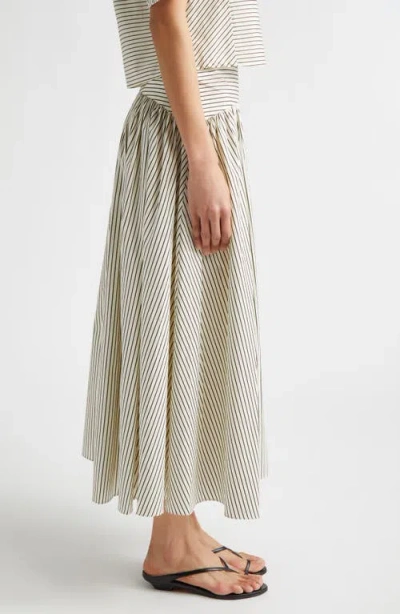 Staud Procida Stripe Maxi Skirt In White