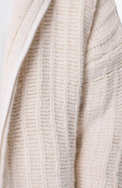 Mnml Open Stitch Zip Hooded Cardigan In Neutral