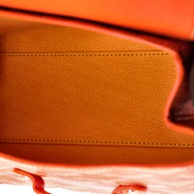 Pre-owned Goyard  Goyard Saigon Top Handle Bag Coated Canvas With Leather Mini In Orange