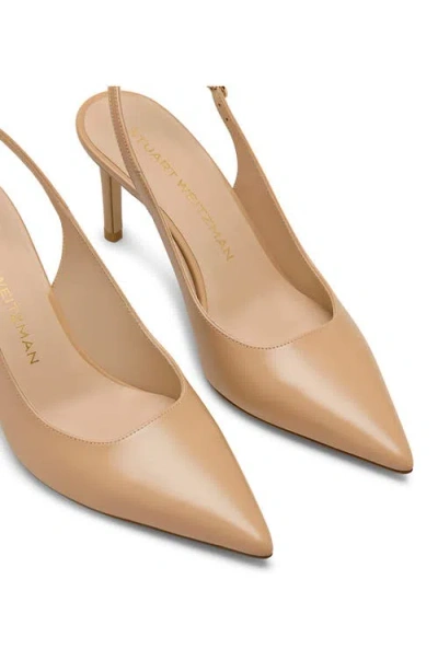 Stuart Weitzman Stuart Power 75 Pointed Toe Slingback Pump In Neutral