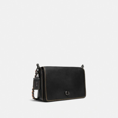 Shop Coach Dinky 24 In Glovetanned Leather In : Black Copper/bordeaux