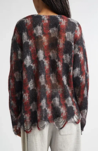 R13 Distressed Kid Mohair & Merino Wool Blend Boyfriend Cardigan In Multi