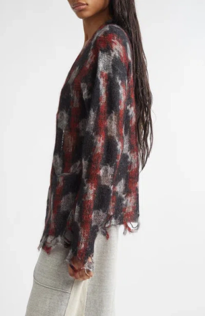 R13 Distressed Kid Mohair & Merino Wool Blend Boyfriend Cardigan In Multi