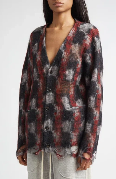 R13 Distressed Kid Mohair & Merino Wool Blend Boyfriend Cardigan In Multi