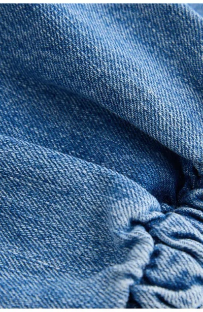 Next Denim Wrap Top In Blue