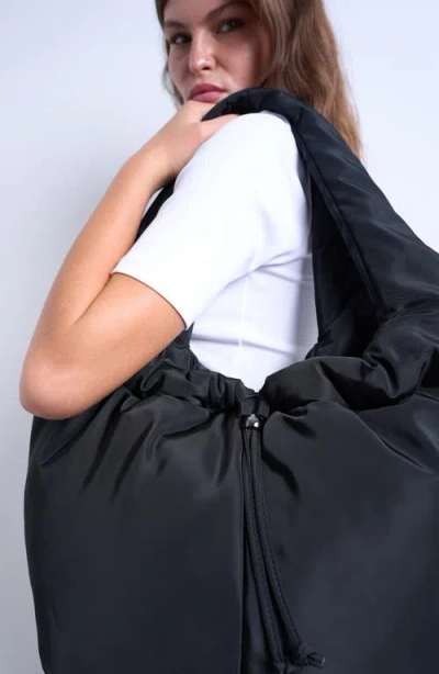 Topshop Ruched Tote In Black