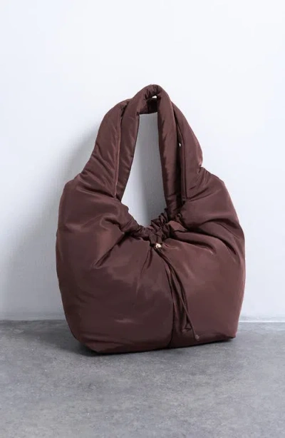 Topshop Ruched Shoulder Bag In Brown